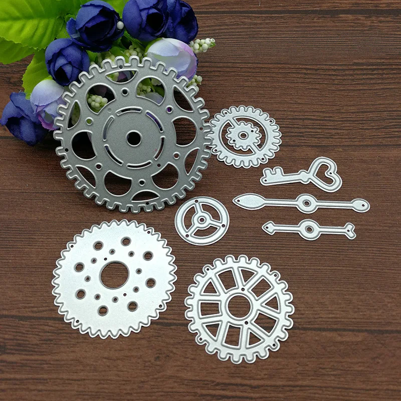 

8Pcs/Set key Round Gear Metal Cutting Dies Stencils DIY Scrapbooking Die Cuts Paper Card Photo Album Craft Dies Cutting Stencil