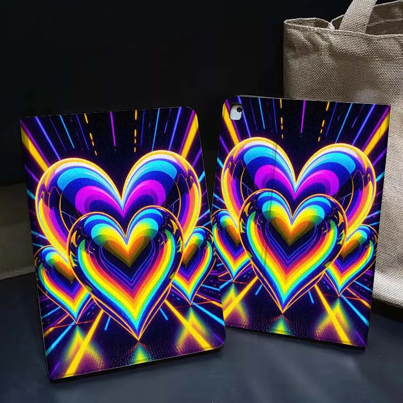 

Colorful Heart Neon Light Tablet Case For iPad Pro Air 5th 6th 7th 13 M3 M4 M5 12.9 13.3 inch 2018 2022 2024 2025