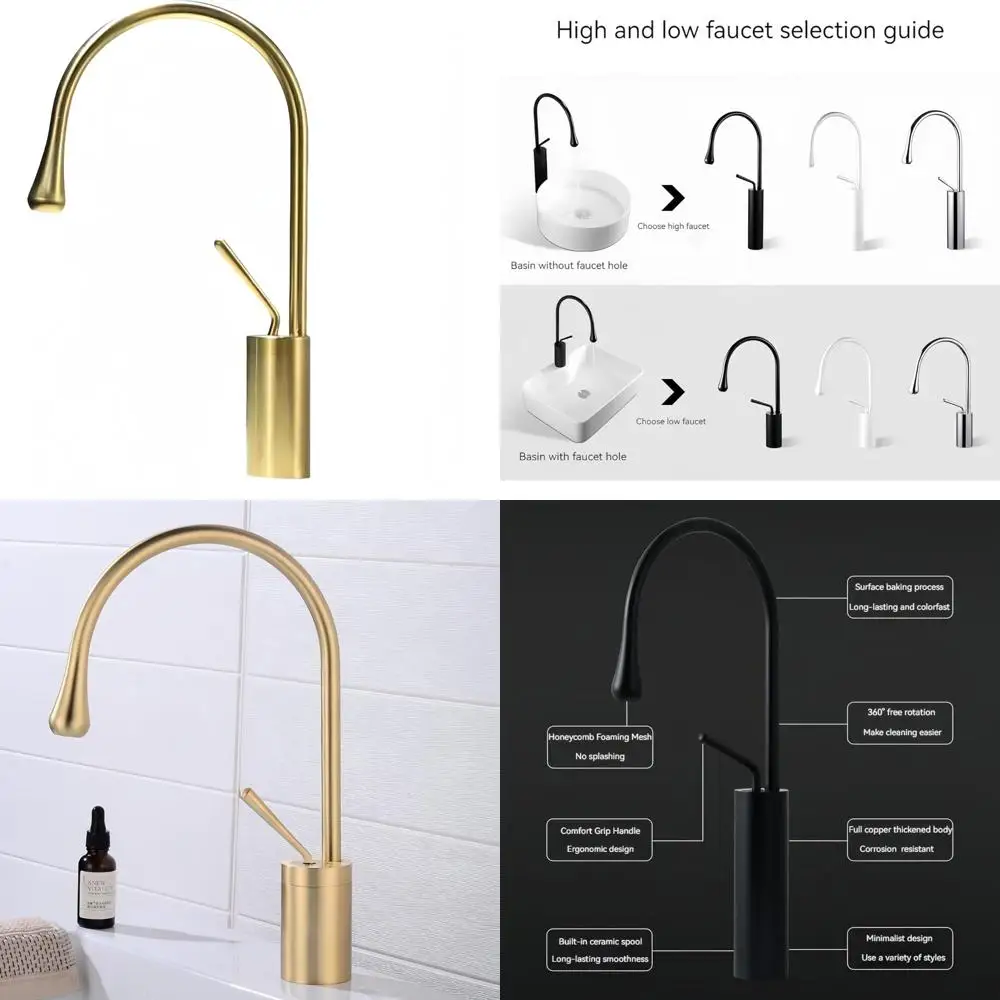 

Современный высокий смеситель для раковины с одним отверстием, ванная комната, туалет, кухня, коммерческий мокрый бар, смесители для раковины