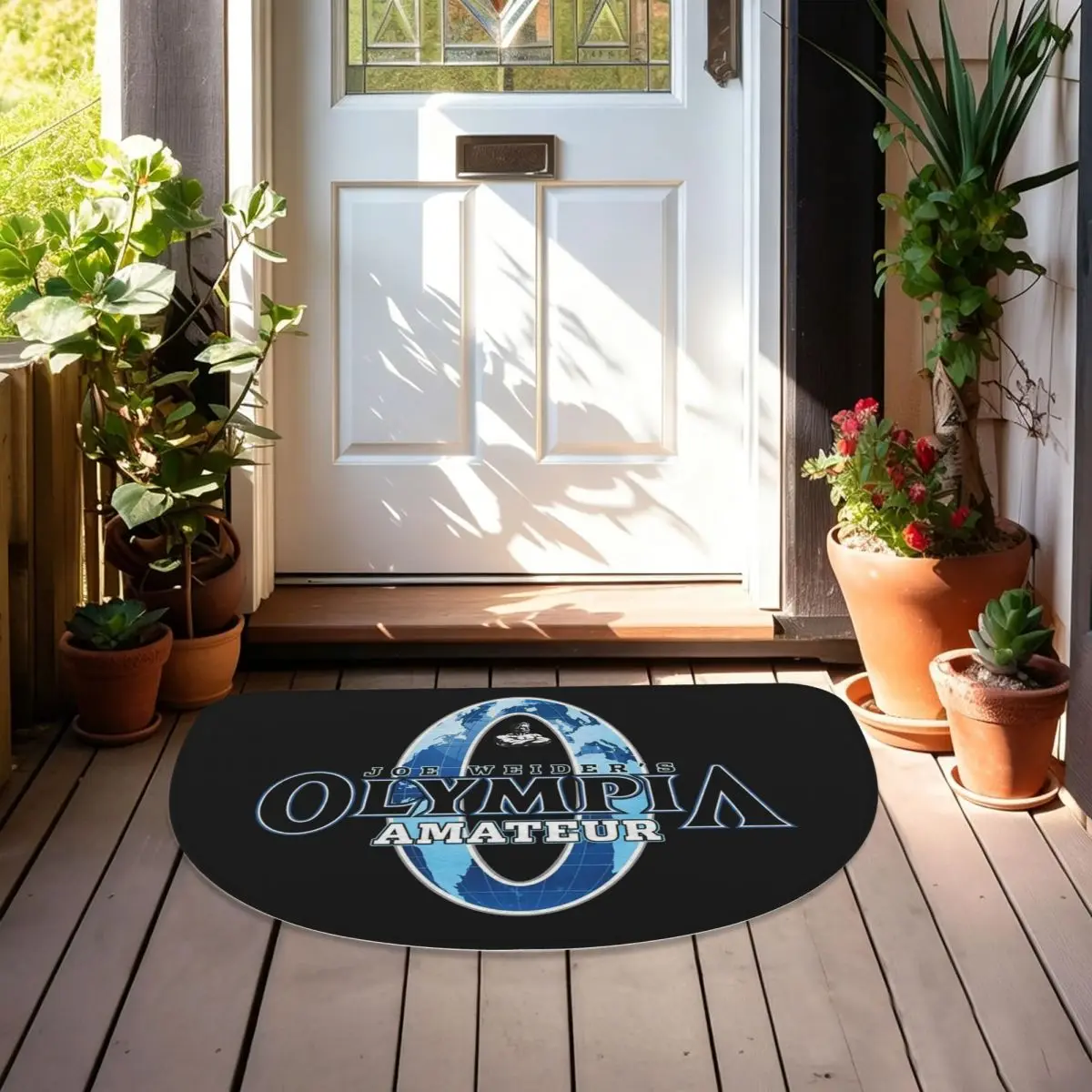 Future Mr OLYMPIA Motivations Soft Flannel Half Round Doormat Non Slip Bathroom Mat Absorbent Floor Carpet for Living Room