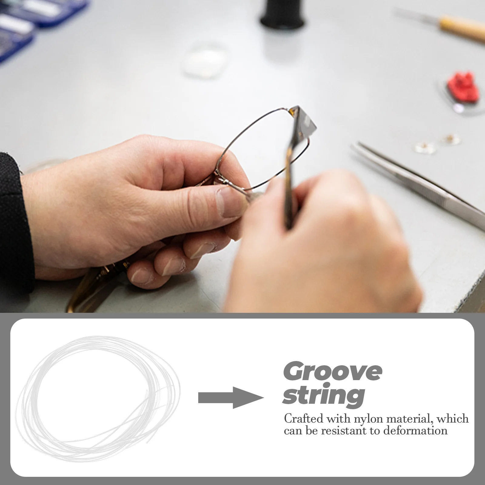 

Replacement String for Glasses Semi Rimless Repair Thread High Strength Nylon Fixing Cord for Eyewear Maintenance Supply