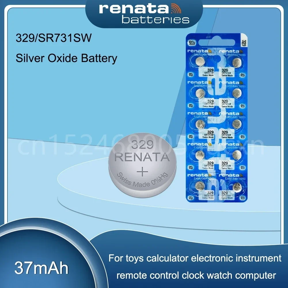 Renata 329 SR731SW LR731 D329 V329 1.55V Silver Oxide Watch Battery for Toy Scale Calculator Swiss Made Button Coin Cells