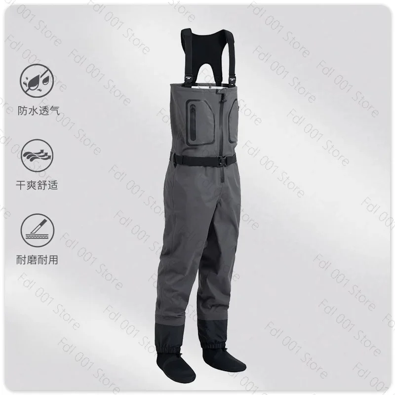 Luya strap wading pants fishing suit to catch flies stream fishing full body one-piece waterproof launching pants