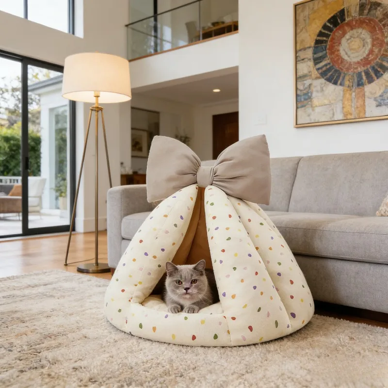 

Зимняя теплая закрытая палатка-лежанка для собак: уютный всесезонный домик для маленьких собак