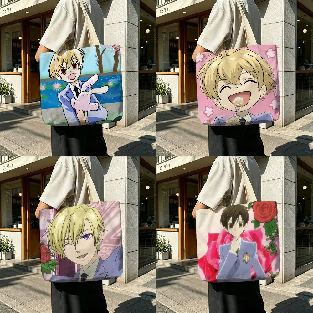 Ouran High School Host Club Printed Canvas Tote Bag with Zipper for Work School and Travel