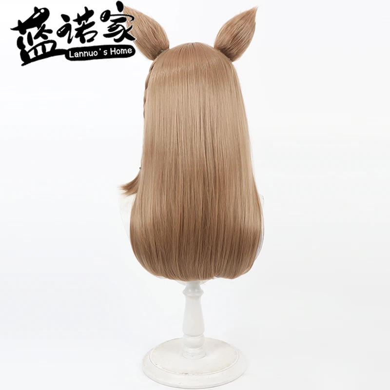 Anime Game Uma Musume Almond Eye Cosplay Wig Ears Tail Cosplay Halloween Party Prop Synthetic Hair Heat Resistant Fiber +Wig Cap