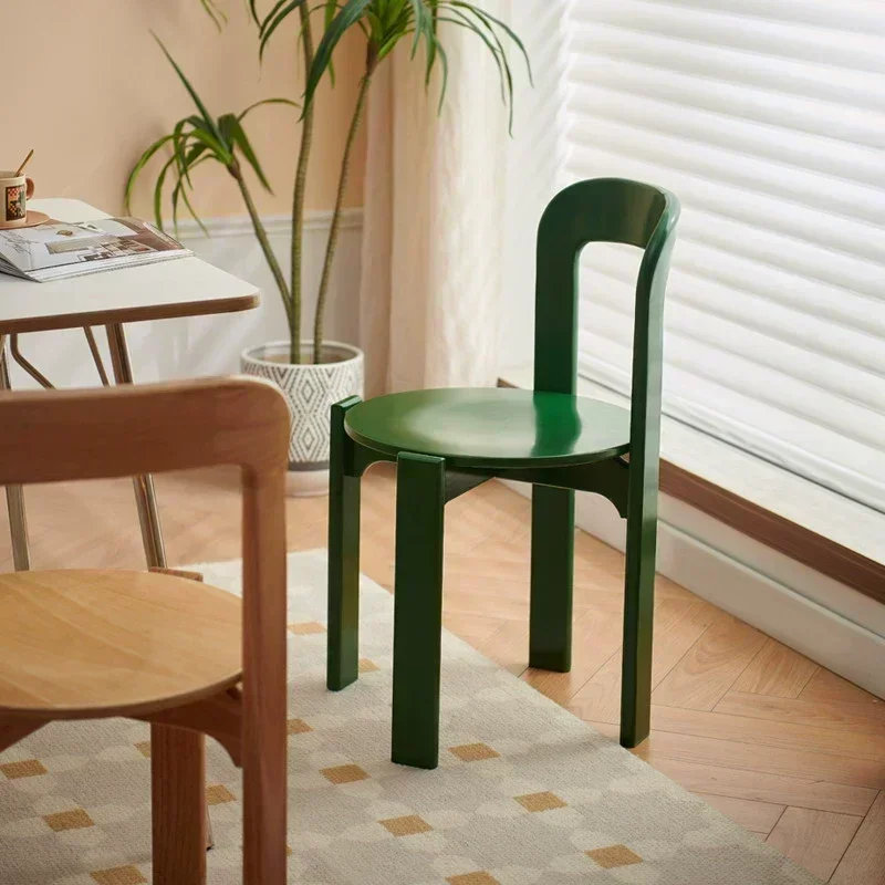 Nordic Rey Beech Solid Wood Plywood Dining Stackable Vintage Curved Backrest Swiss Chair  Restaurant Chair image 2
