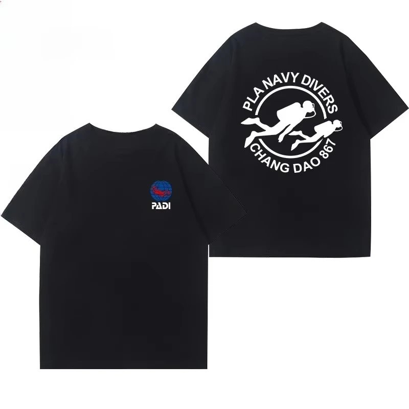 

New PADI Diving Instructors Association CMAS printed pattern T-shirts for men and women cotton tops for summer 2025