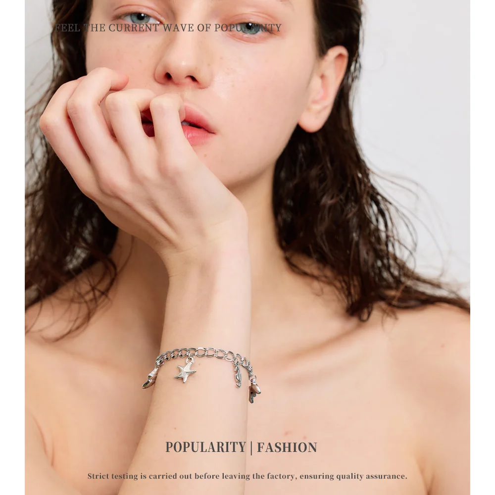 NiNice Stainless Steel Bracelets Jewellery Woman Necklace Shell Sea Star Conch Ocean Wind Beach Wind Fashion Design Gift New