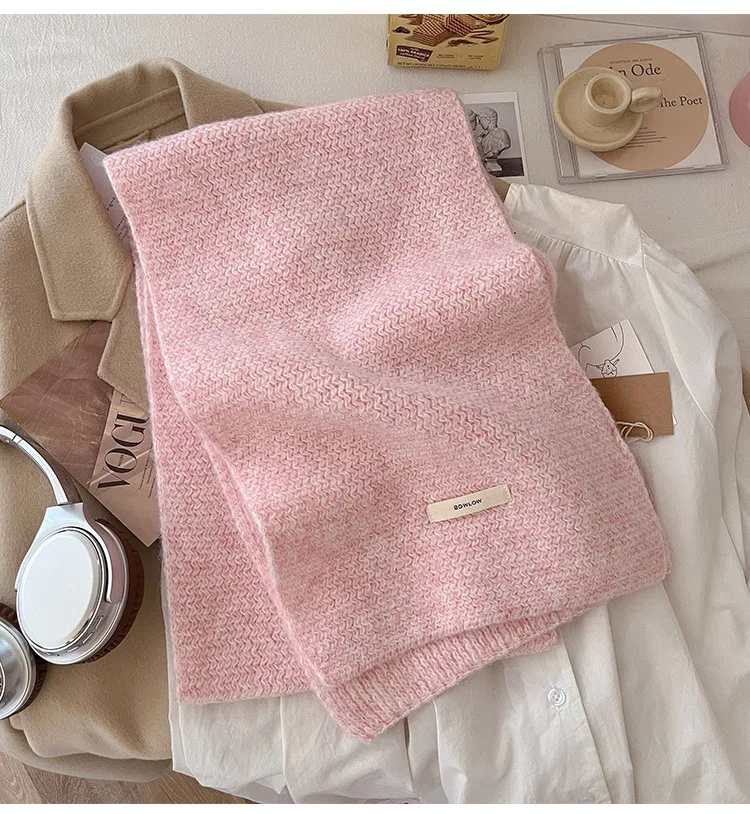 Wool Scarf Men Women Winter Autumn Solid Color Couple Muffler Simple Warm Versatile Knitted Scarf Male Female