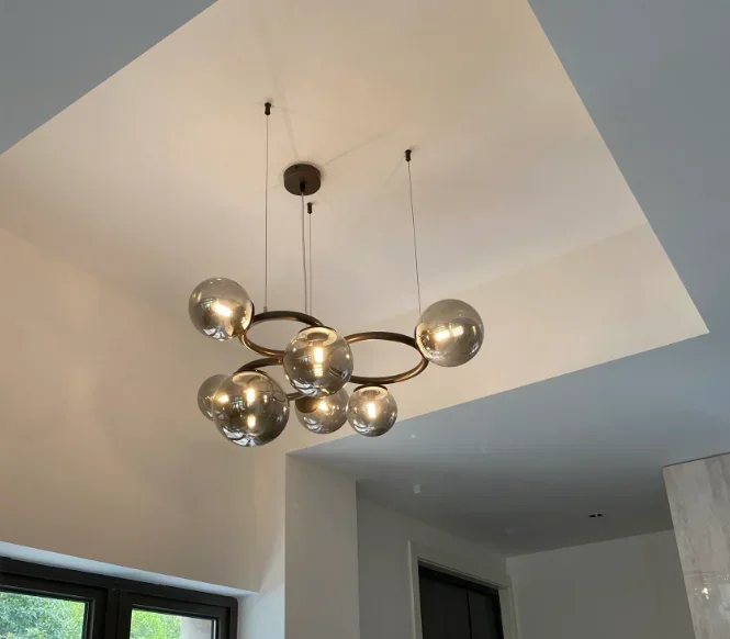 Simple LED Chandelier Dining Living Room Nordic Glass Ball