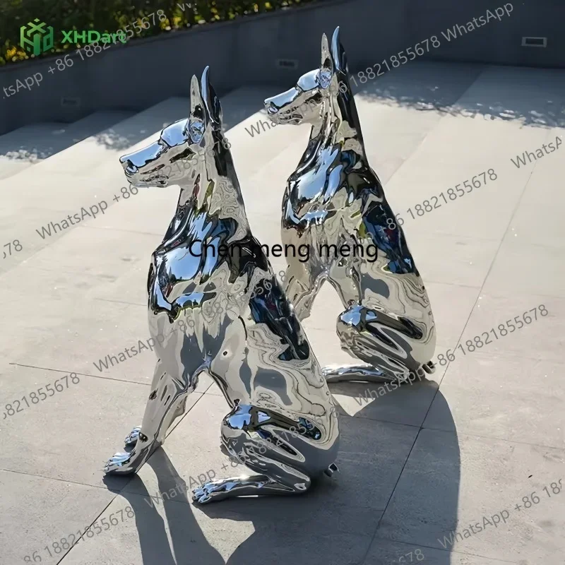 F150 Mirror stainless steel Dobbin dog garden park lawn villa store hotel high-end landscape sculpture decoration ornaments for