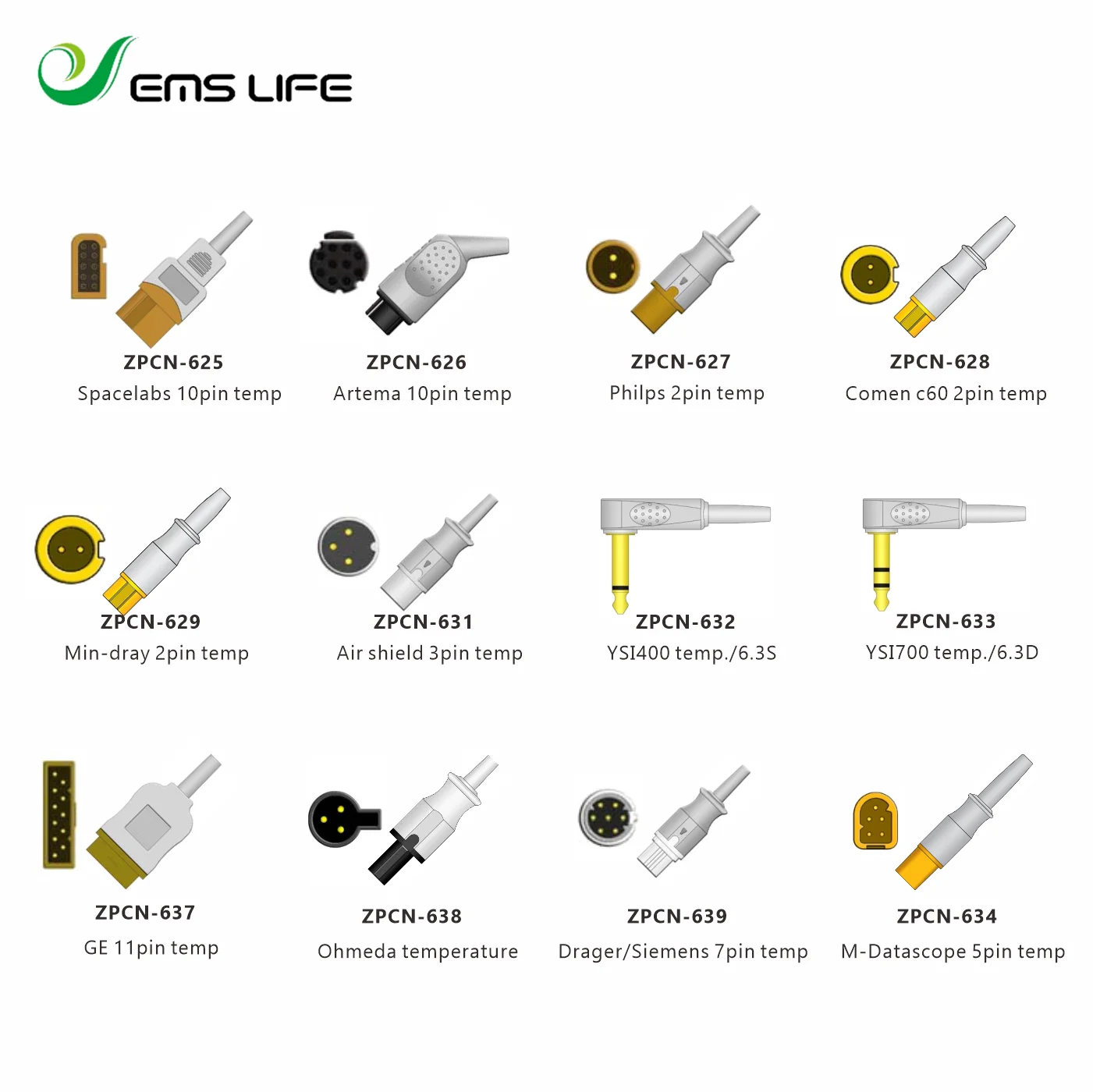 5pcs packing Temp Medical Connector assembly Component for Nihon Kohden Comen Biolight Bedside Monitors