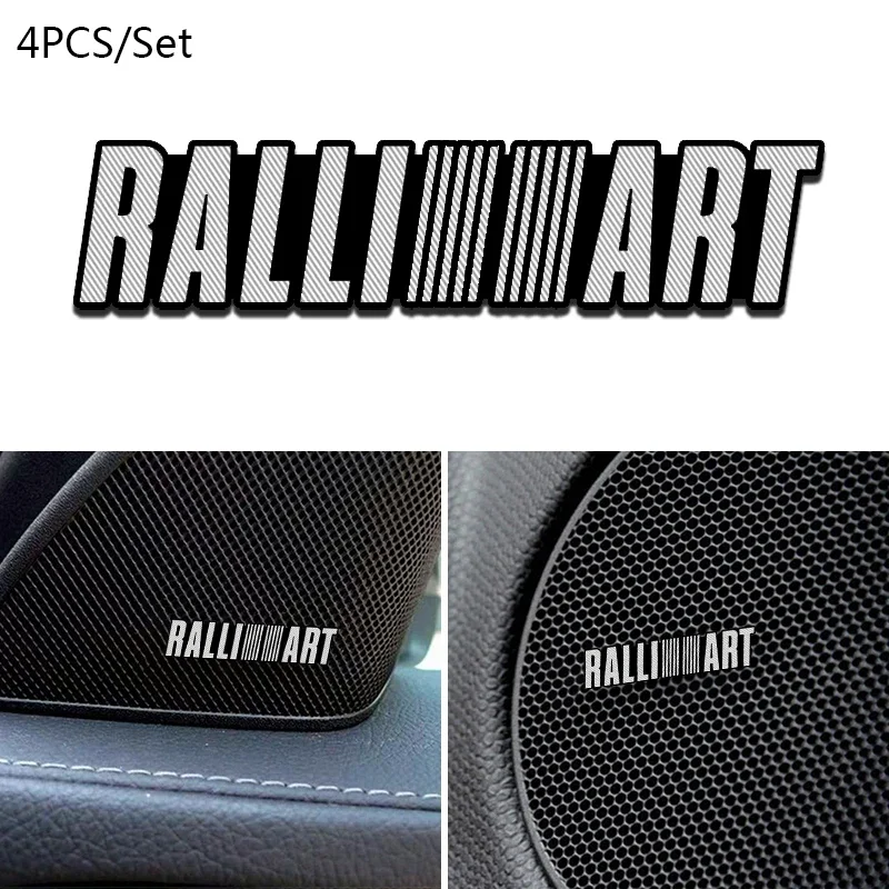 4pcs Car Interior Stereo Audio Sound Metal Stickers for Mitsubishi Ralliart ASX  Pajero Outlander Eclipse Galant Mirage Montero