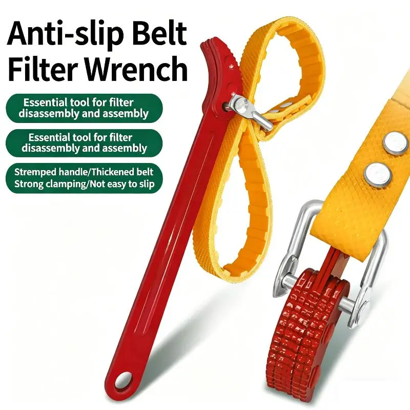 8IN Belt Wrench Oil Filter Puller Strap Spanner Chain Wrench Strap Opener