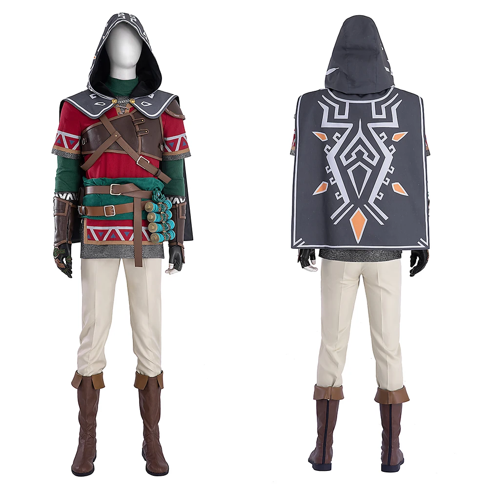 

Link Cosplay Costume Game Tears Kingdom Link Outfits Mens Anime Cloak T-Shirts Pants Set Halloween Carnival Party Uniform Suit