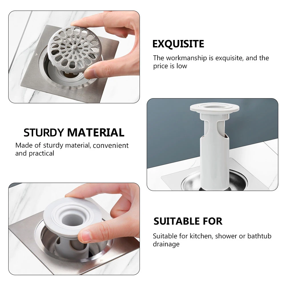 

2 Pcs High Quality Plastic Deodorant Sealing Plug Durable Practical Kitchen Shower Bath Tub Drain Filter Grey Color