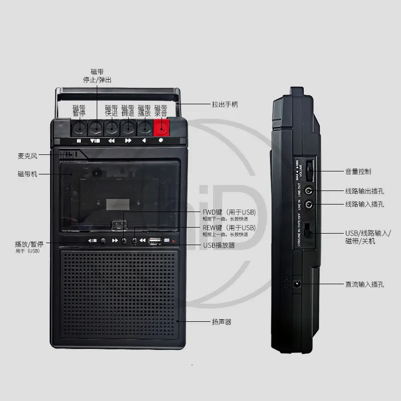 Picture 3: Retro Portable Cassette Player Walkman with Bluetooth Card U-Disk Support Recording Function Repeater Tape Player