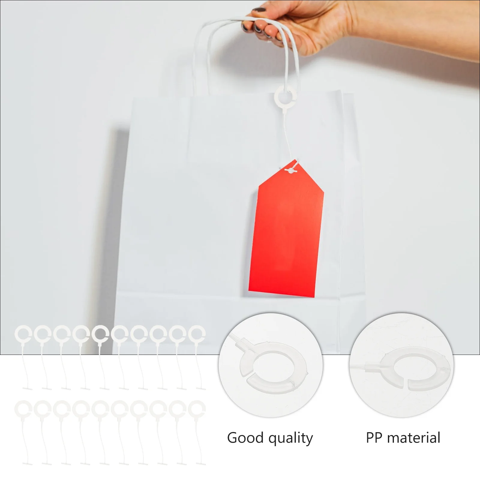 

5000Pcs Price Tag Fasteners Hanging Tag Cord PP Round Buckle String Cord for Clothing Label Display Label Security