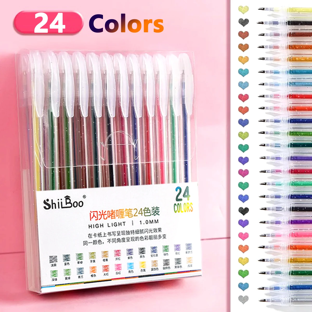 60 kleuren glitter gelpen 1,0 mm metaal glitter kleur balpen papier karton dagboek tekening markering kleuren DIY kunst