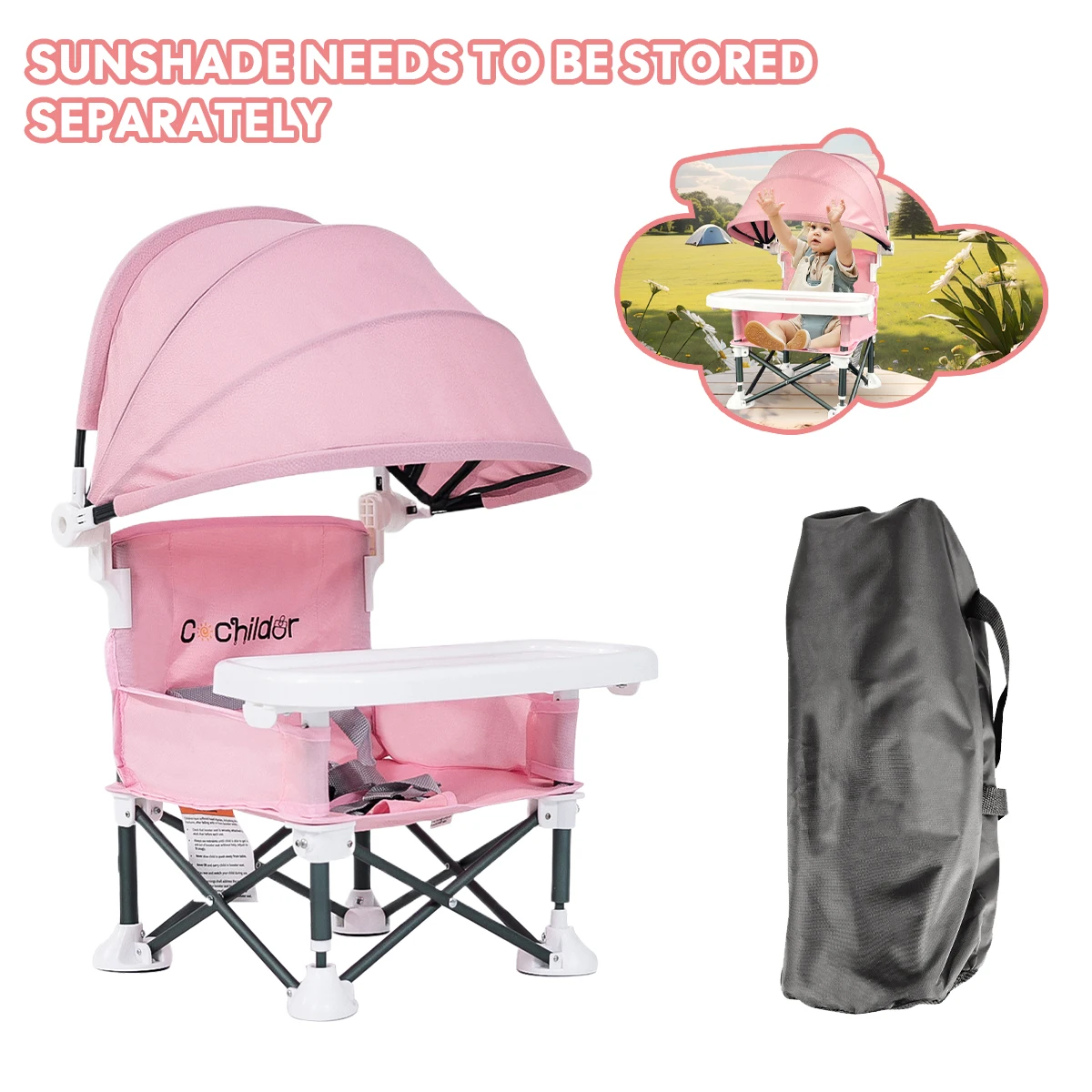 

Outdoor feeding chair, Children's dining chair, can be used to increase seat height, portable foldable outdoor camping chair,