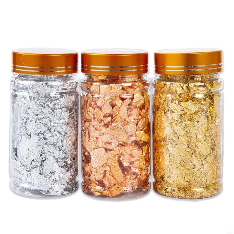 

N0HE 3Bottles Broken Gold Foil Flakes Foil for Crafts Resin Jewelry Making