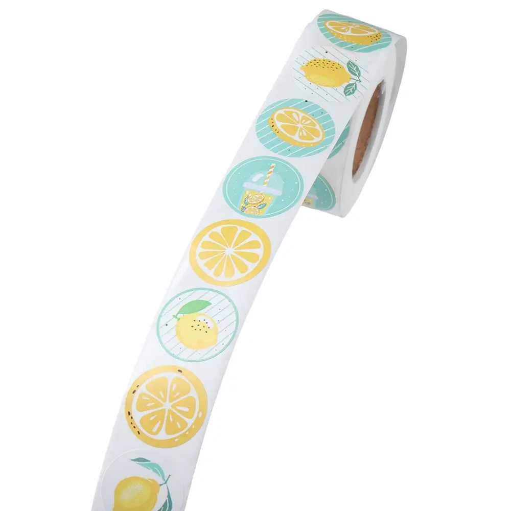 Klein Bedrijf Ronde Vorm Fruit Schattige Stickers Rol Citroenstickers Label