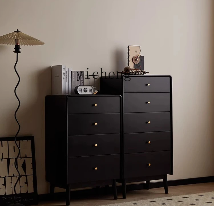 

ZYA chest of drawers solid wood locker living room sofa side cabinet bedroom black home decor desk decoration