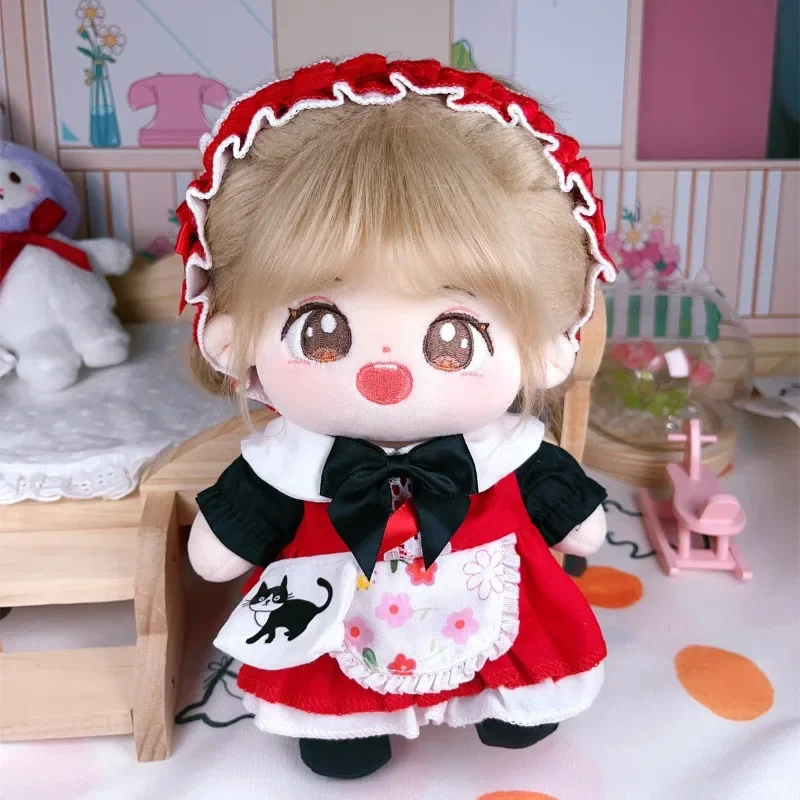 Baby clothes 20cm red and black cat maid attire cotton doll cute doll small dress changing clothes