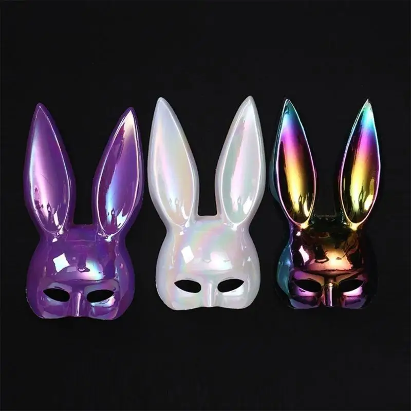 R1WE Maskerades Masker Half Gezicht Konijntjes Masker Voor Volwassen Nachtclub Kostuum Rekwisieten Konijnenoren Masker Animal Party Maskerades