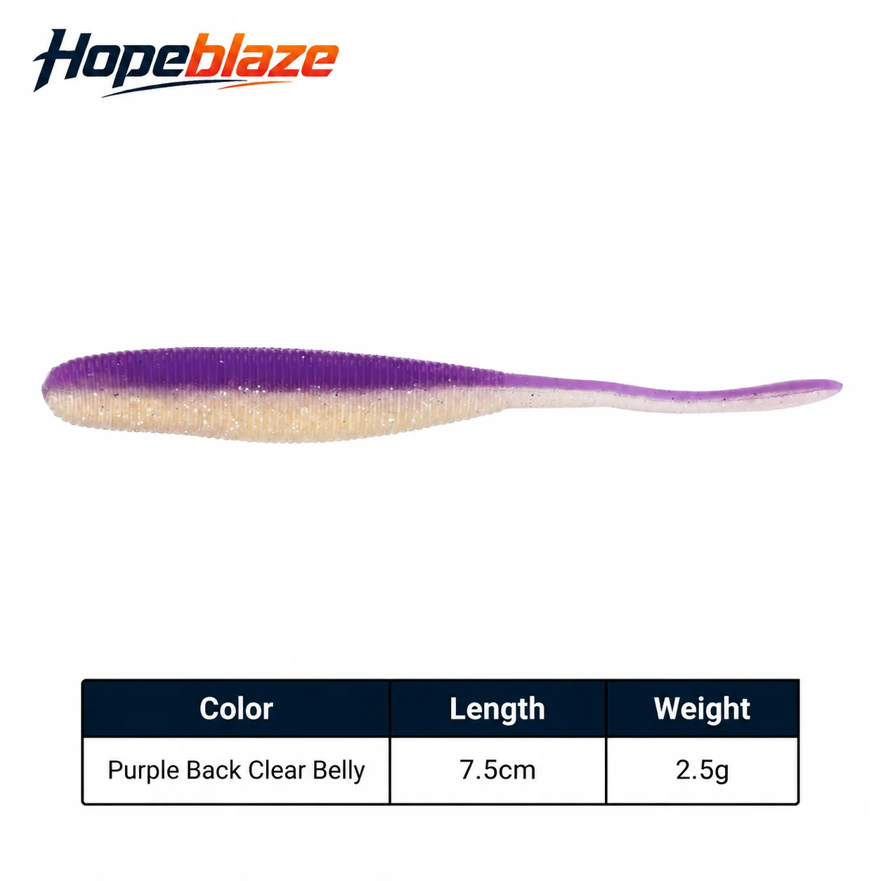 Hopeblaze Salziger Pin-Tail-Wurm Weichköder 7,5/10cm PVC Gerippter Swimbait für Barsch, Schlangenkopf, Süßwasser, Texas Rig Angelköder