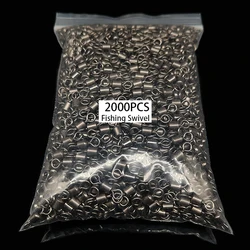 2000pcs Copper Fishing Swivel Bearing Rolling Swivel Connector Black White Lure Link Fishing Tackle Supplies Accessories Pesca