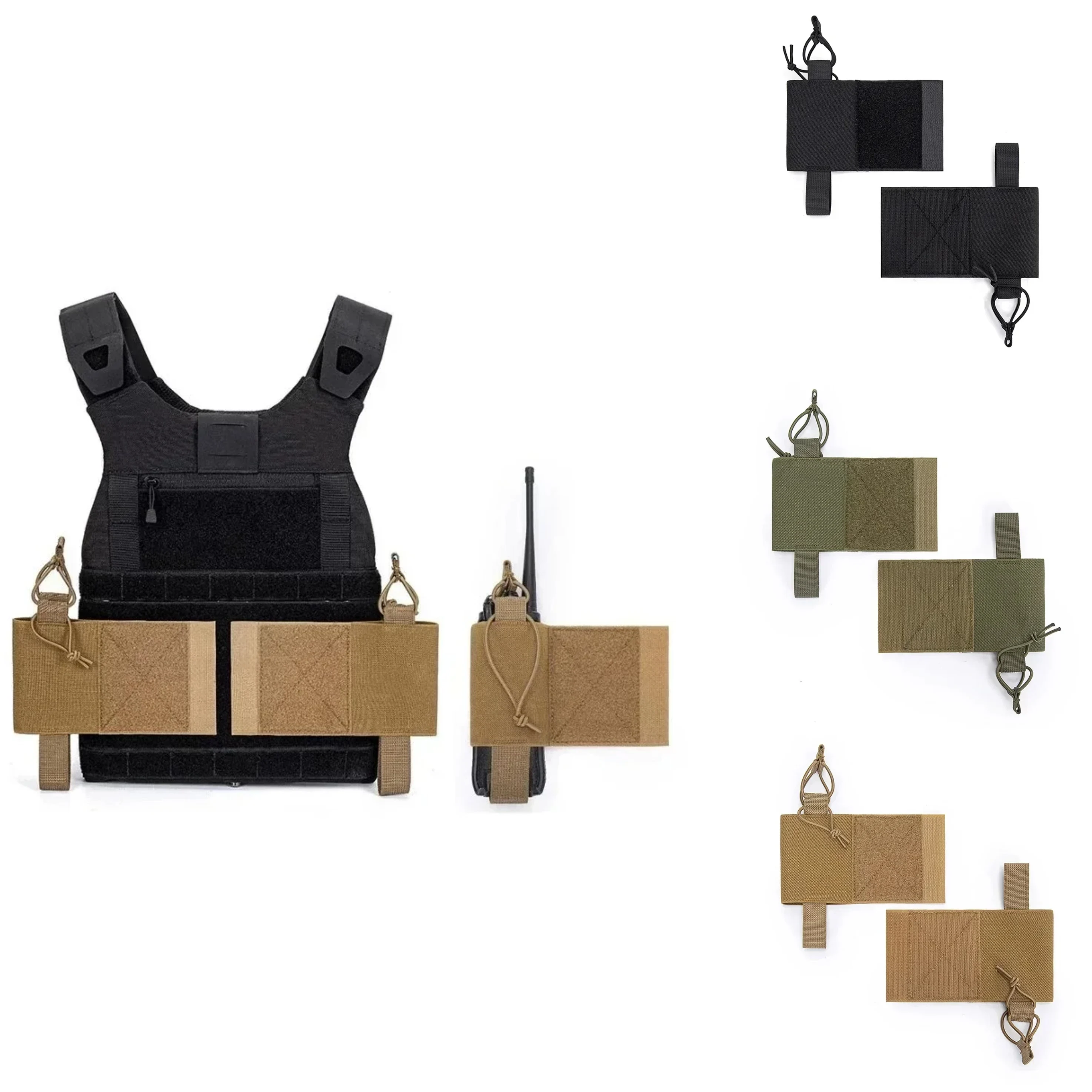 V2 Side Radio Pouch Walkie Talkie Interphone Holder Side Expander Wings for Plate Carrier Chest Rig Hunting Vest Accessories