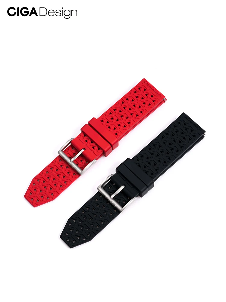 CIGA Design 22mm Silicone Watch Strap Food-grade Waterproof Watchband for Mechanical Automatic Watch Stainless Steel Buckle