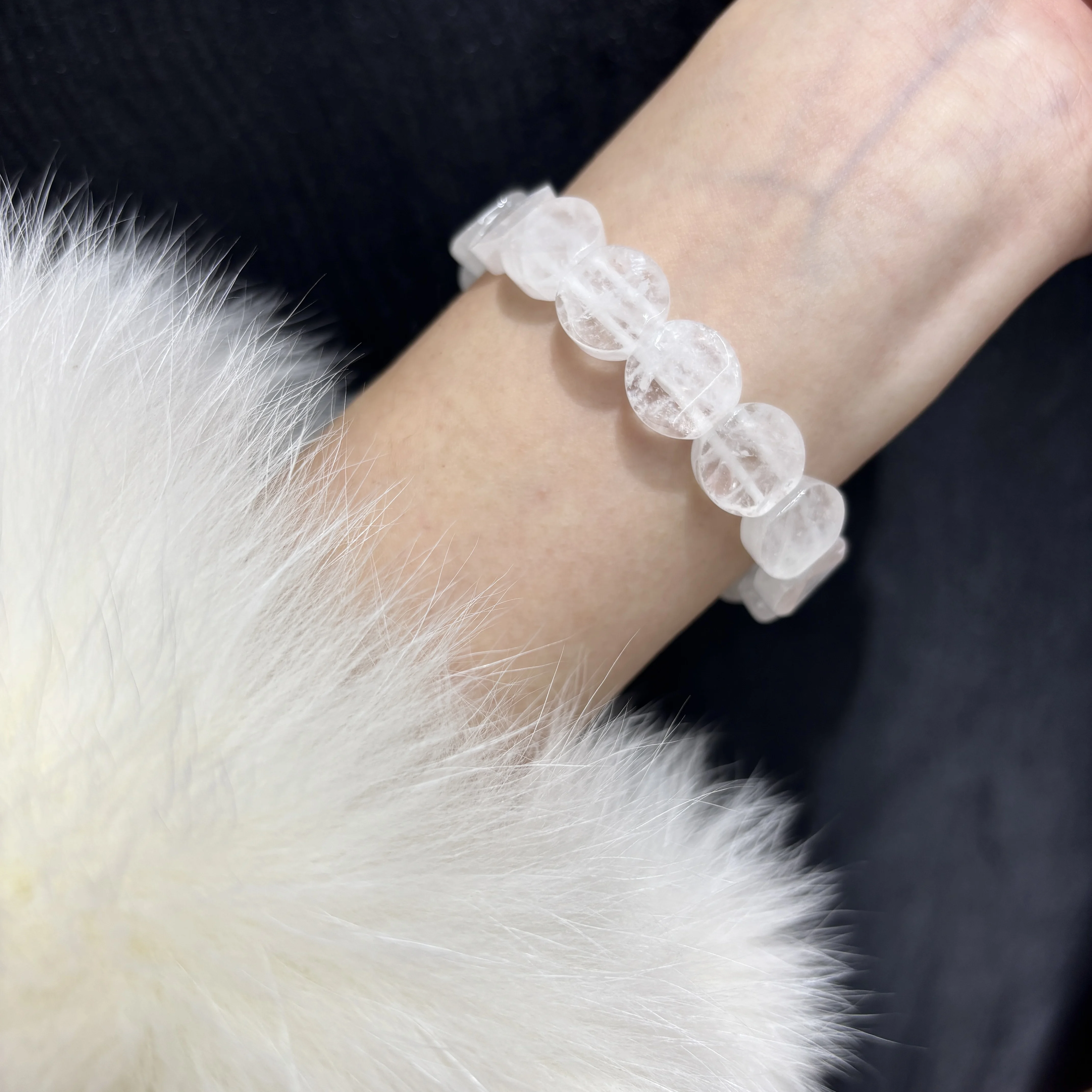 Genuine White Phantom Clear Quartz Bangle Bracelet Crystal Jewelry Meditation Tool Souvenir Gift Accessory