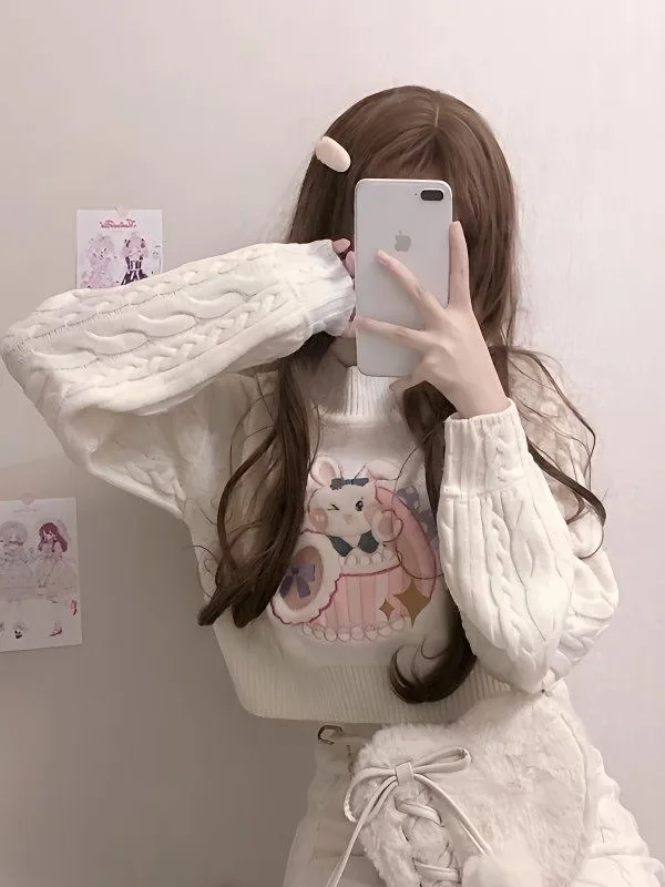 

Thickened Knitted Sweater And High Waist Skirt Two-Piece Set Women's Fashion Autumn Winter Warm Casual Princess Style