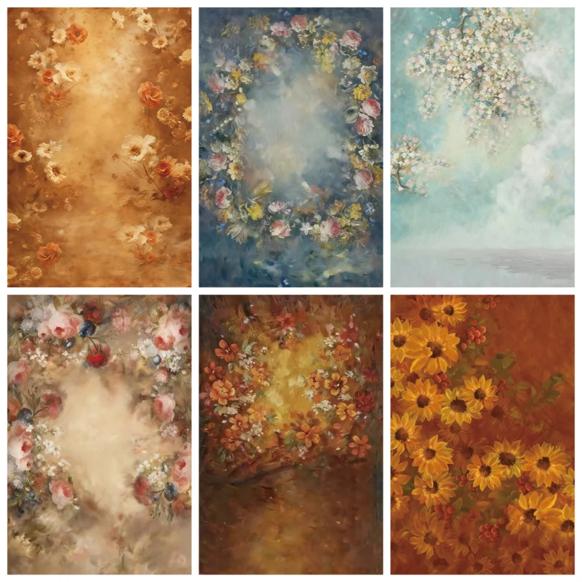 Vintage Spring Flower Theme Party Photography Backdrop, Wedding Scene, Children's Adult Birthday Decoration Photography Backdrop