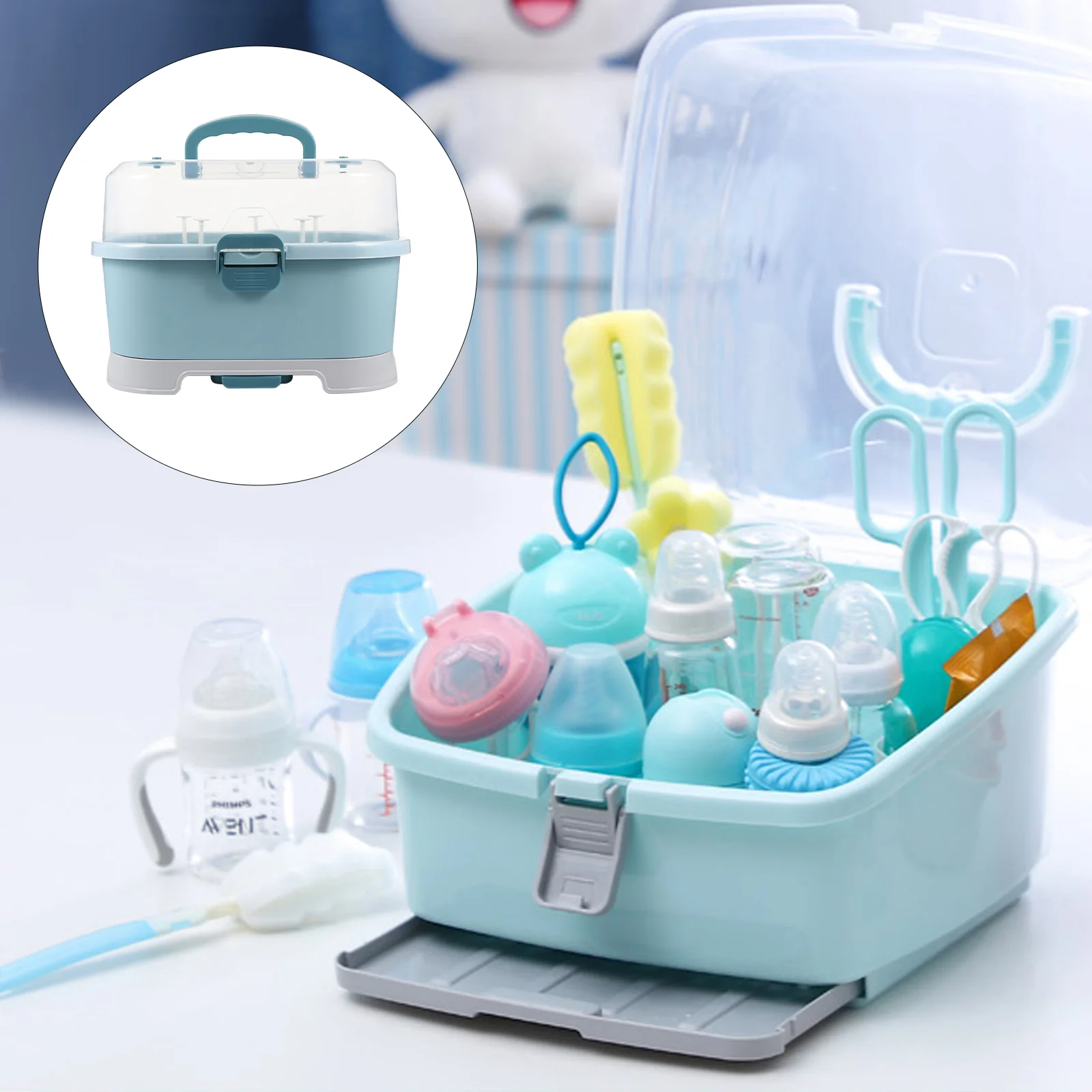 Storage Box Drying Rack Organizer Baby Bottles Drainer Container Mugs Breastfeeding Supplies Dryer Holder Milk Case Dust-proof