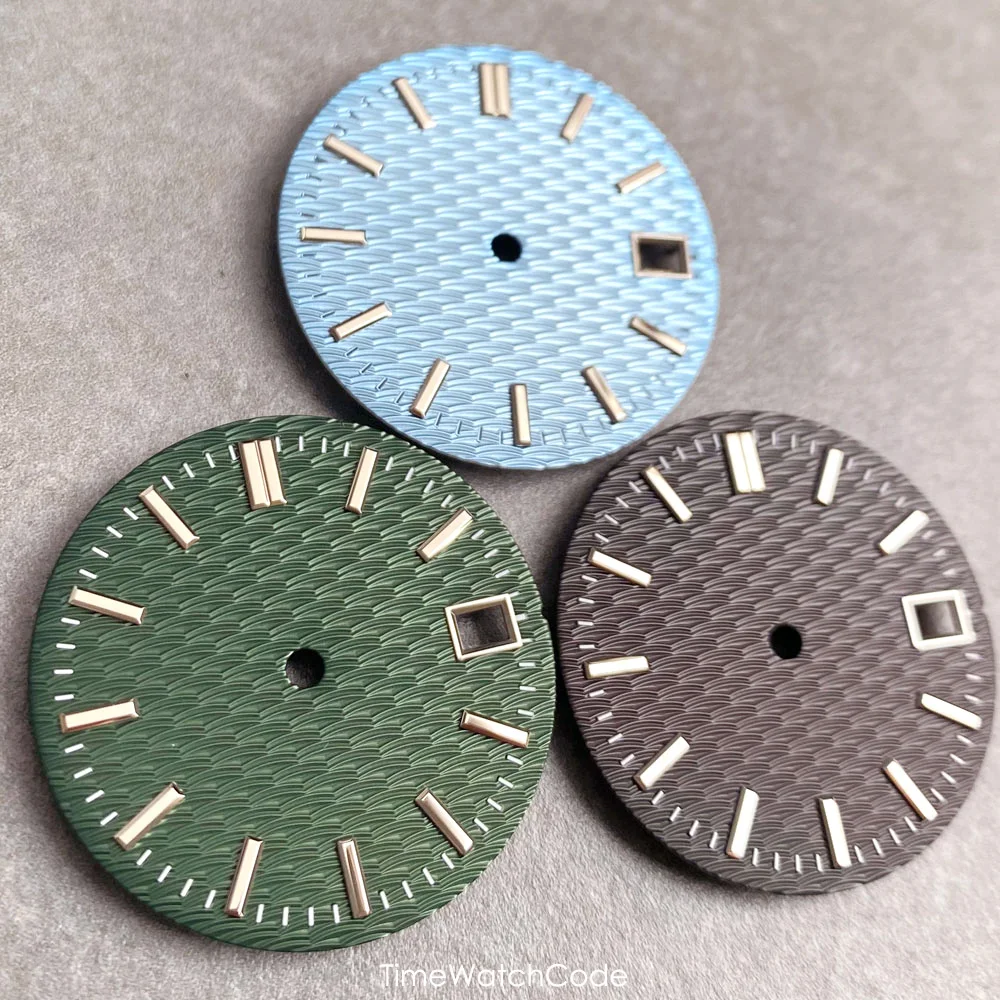 NH35A 29mm Watch Dial Wave Dial fit for NH38 NH36 Automatic Men Watch Replacements White Black Green Blue Metallic Markers