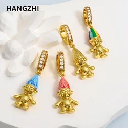HangZhi Zircon Colorful Enamel Long Cartoon Necklace Pendant for Women Men Punk Personality Gold Color Jewelry Gifts 2023 New