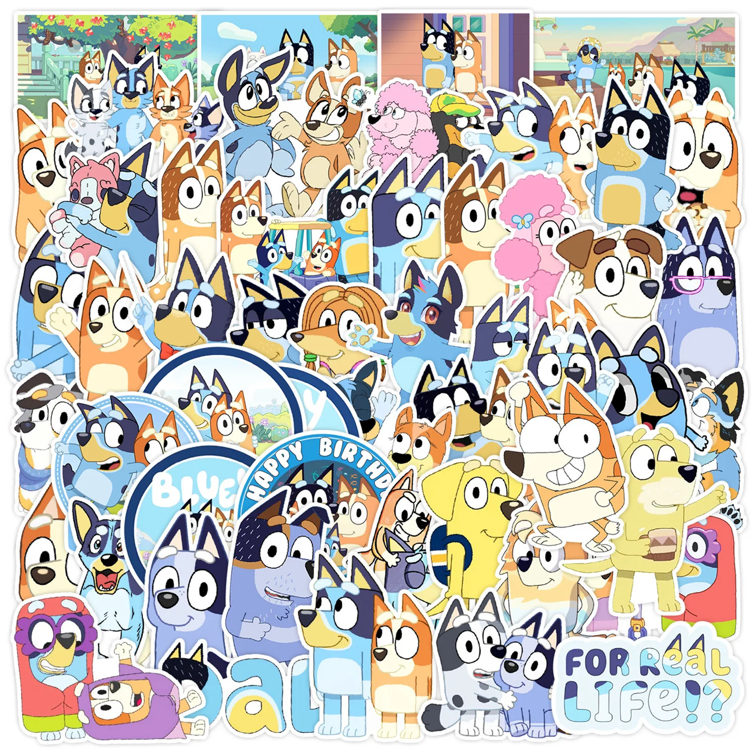 50PCS Bluey dog bingo Stickers Cartoon Graffiti Decoration Skateboard Laptop Notebook Luggage Waterproof Decal Toy