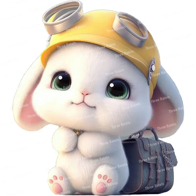 Three Ratels NHD5 Cute cartoon rabbit high-quality PVC self-adhesive wall stickers luggage and furniture decals