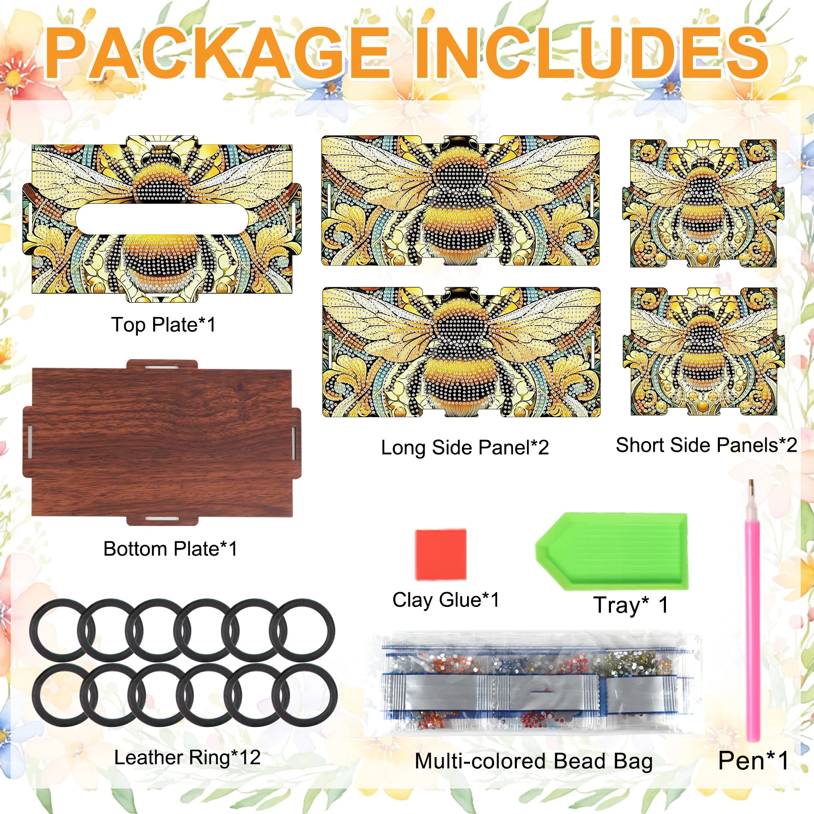 Diamond Art Painting Tissue Box Kits,Yellow bees DIY Special Shape Diamond Art Partial Handmade Gift Room Table home Decoration view 3
