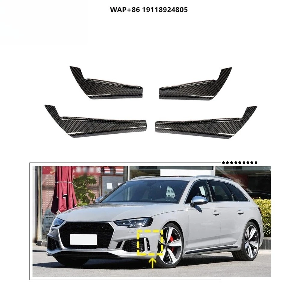 

Carbon Fiber RS4 Look Front Bumper Canards Fins for A4 RS4 2017-2019