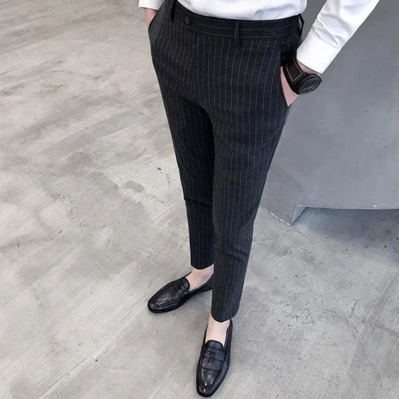 

Tressed Male Suit Trousers Slim Fit Classic Cheap Vintage Up Elegant Clothes Offer Chinese Homme Clothing Fine Men's Suits Pants