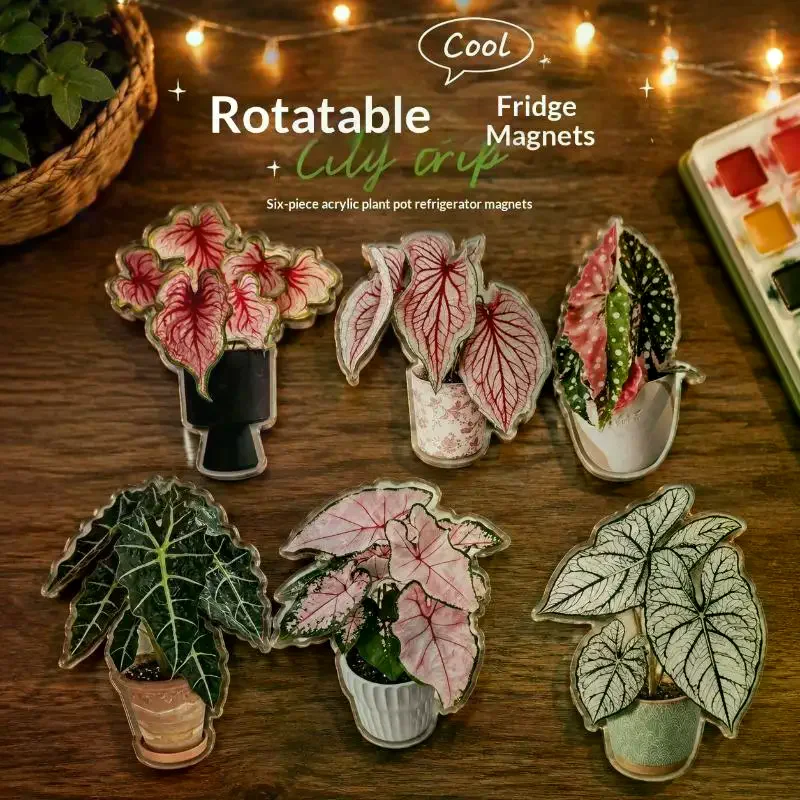 New Rotatable Mini Artificial Plant Fridge Magnets Realistic Leaf Design For Home Kitchen Office Decor