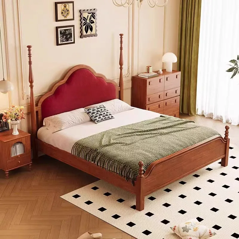

fx-New Can Be Customized American Retro Bed Rubber Wood Solid Wood Bed Lightweight Luxury Design Modern Bed Bedroom Furniture#