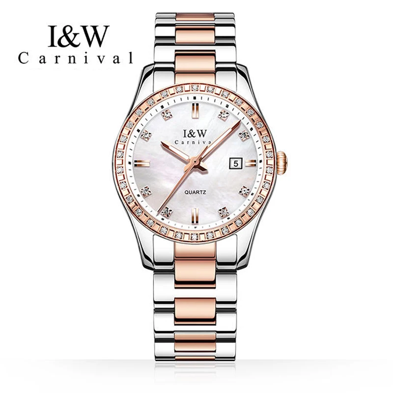 

Luxury Brand Switzerland I&W Carnival Japan MIYOTA Quartz Women's Watches 9 MM Ultra-thin Sapphire Auto Date Diamond Clock 538L