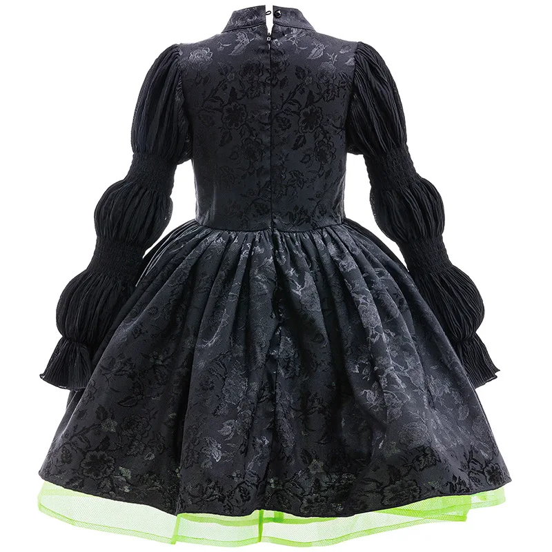 فساتين حفلات عيد الميلاد للفتيات فستان الأميرة الأسود أزياء الساحرة Elphaba التأثيرية فستان عيد الميلاد ملابس الخريف للأطفال