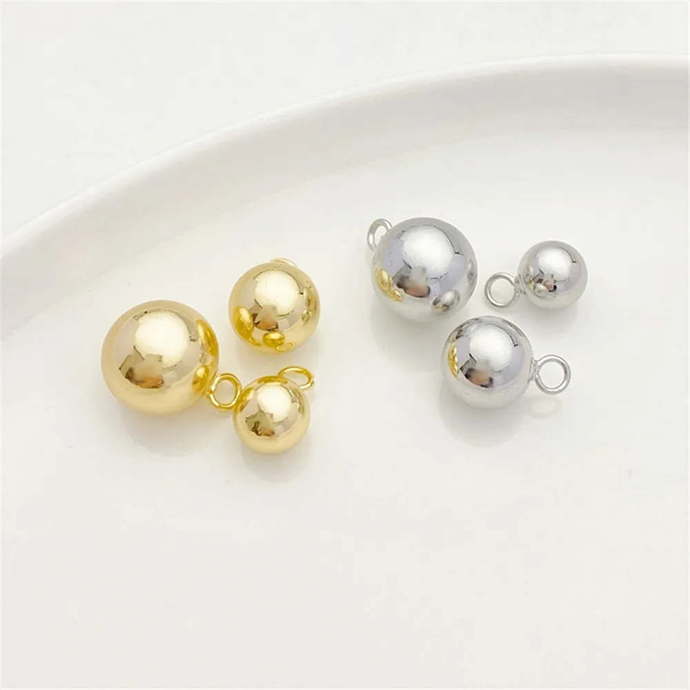 

14K Gold Glossy Belt Hanging Round Beads Hanging Ball Pendant Handmade DIY Bracelet Necklace Ear Jewelry Material Accessories